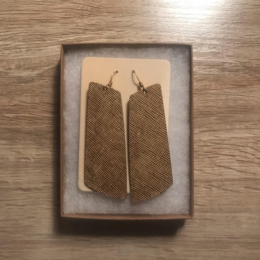 Nickel & Suede Antique Brass Gem Earrings